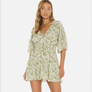 MISA Floral Green Mini Dress
